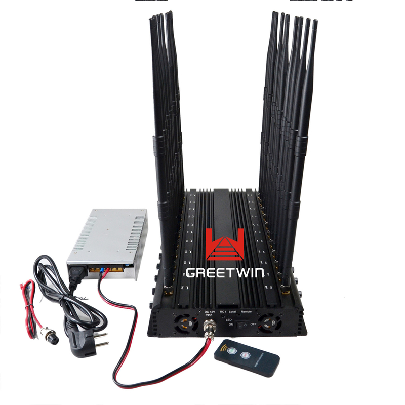 22 Antennas Wireless Signal Jammer 5G LTE 2G 3G 4G Wi-Fi GPS With Infrared Remote Control Turn ON / OFF Power