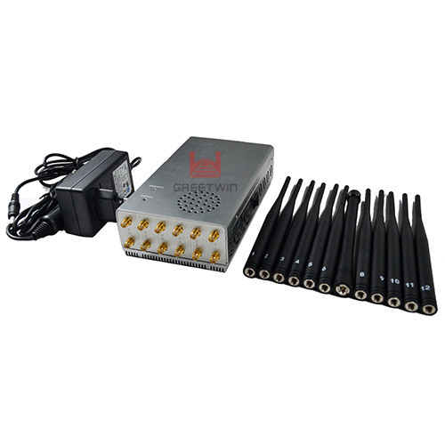 12 Channels Cell Phone Signal Jammer 3G/4G/WiFi 2.4G/ 5.8G Cooling System 0
