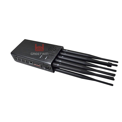 Build-In Cooling Fan Signal Jammer 10 Channels Portable Lojack GPS WiFi 5.8G