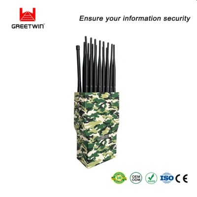 Handheld Mobile Phone Signal Jammer 16 Bands Portable RF Signal 315 433MHz 2g 3G 4G 5g GPS 10-30m 