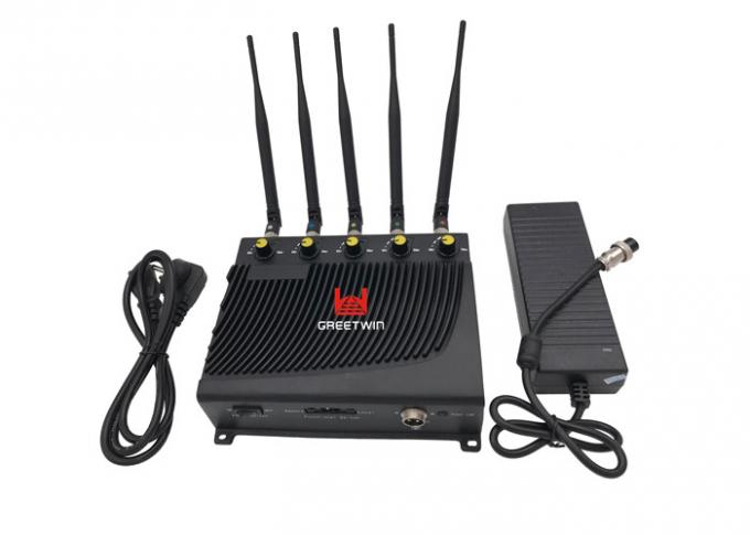 Black Color Five Band Blocker Cell Phone Signal Jammer with Adjustable RF Signal 0