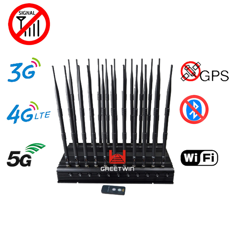 45W GPS L1 L2 L5 2g 3G 22 Antennas VHF UHF Jammer
