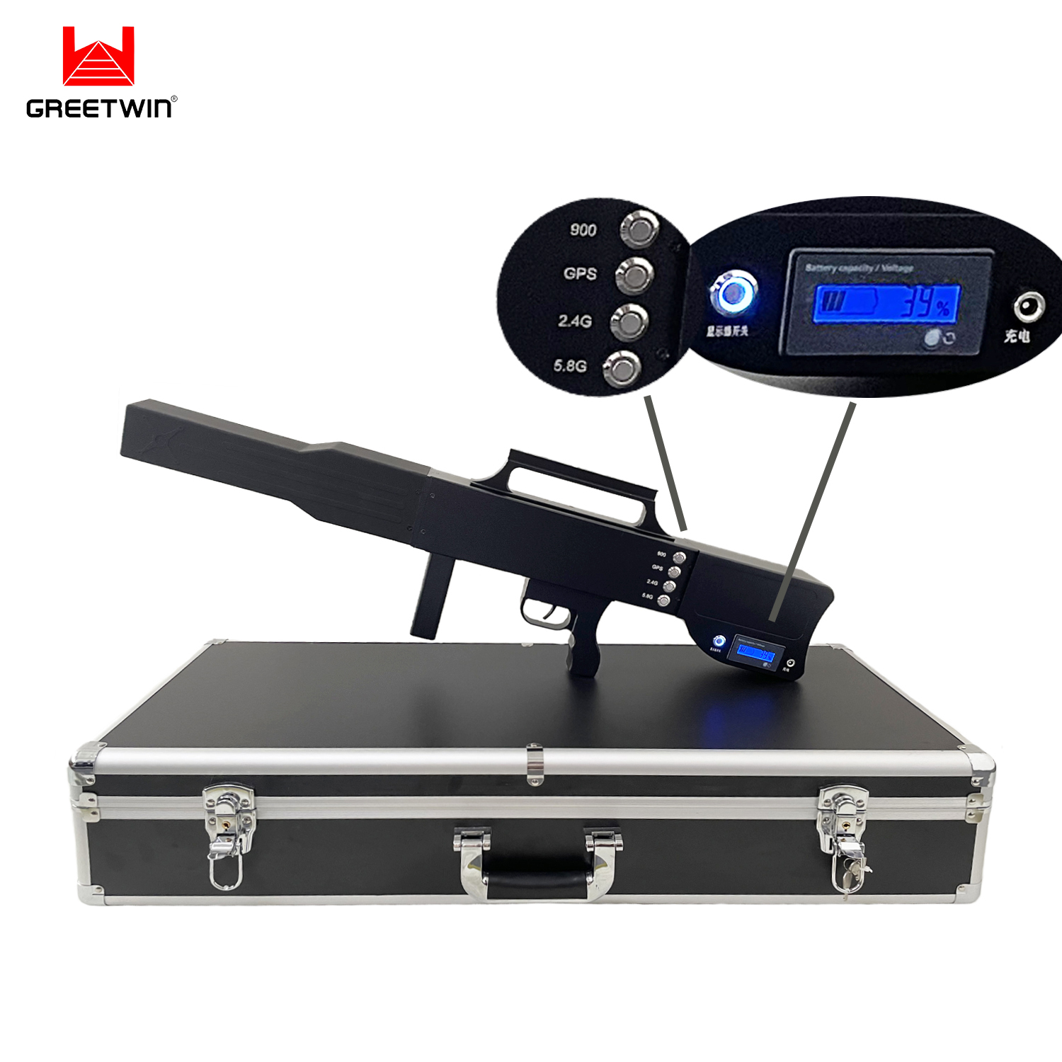 GPS 2.4G 5.8G Frequency Anti Drone System Jammer