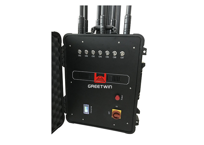 Mobile Phone High Power Signal Jammer 250W 7 Channels 150m Shielding Area